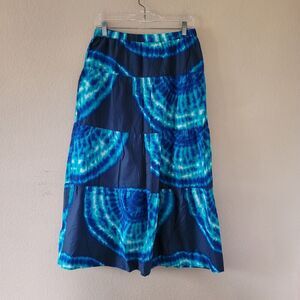 Jones New York Sport Tiered Tie Dye Print Maxi Cotton Skirt Size Small Coastal